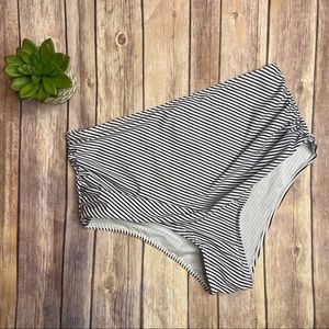Navy Striped Swim Bottoms NWOT L